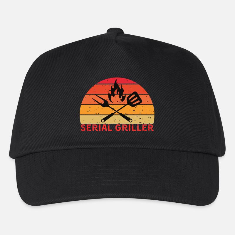 Serial Griller Retro BBQ Design - Kids’ Baseball Cap - black