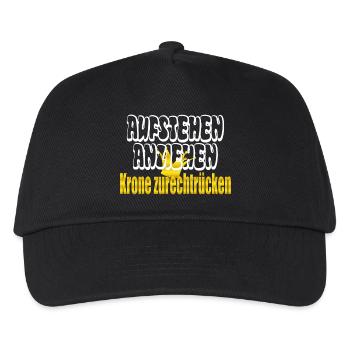 aufstehen anziehen Krone zurechtrücken - Kinder Basecap - Schwarz - Vorne