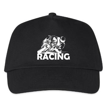 Racing Motorrad Moto Rennstrecke Logo Symbol icon - Kinder Basecap - Schwarz - Vorne