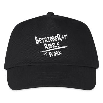 Betriebsrat rebels weiss für schwarzen Hintergrund - Kinder Basecap - Schwarz - Vorne