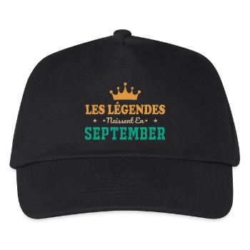 Die Legenden werden im September geboren - Kinder Basecap - Schwarz - Vorne