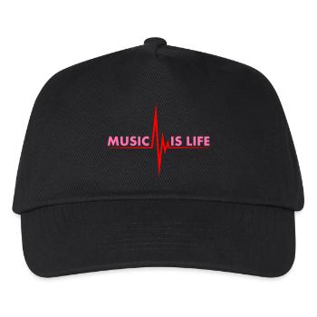 Music is Life Puls Herzschlag Musik Frequenz Text - Kinder Basecap - Schwarz - Vorne