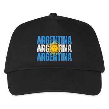 Flagge von Argentinien, Argentinischer Stolz - Kinder Basecap - Schwarz - Vorne