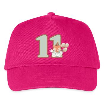 11. Geburtstag Fuchs Blumen - Kinder Basecap - Fuchsia - Vorne