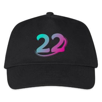 Nummer 22 mehrfarbig - Kinder Basecap - Schwarz - Vorne