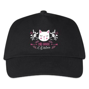 2. Klasse | Grade Vibes Zurück zur Schule Süße Katze - Kinder Basecap - Schwarz - Vorne