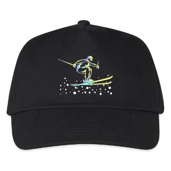 Neon Farbverlauf Skisprung - Kinder Basecap - Schwarz - Vorne