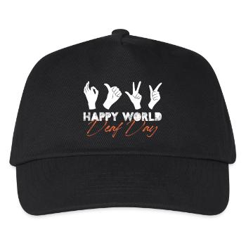 happy world deaf day Design for a sign language - Kids’ Baseball Cap - black - Front