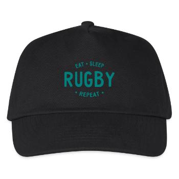 Manger dormir rugby répéter - Casquette de baseball Enfant - noir - Devant