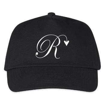 Monogramm R Herz Ranke - Kinder Basecap - Schwarz - Vorne