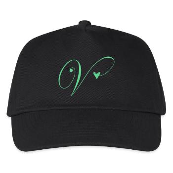 Monogramm V Herz Ranke - Kinder Basecap - Schwarz - Vorne