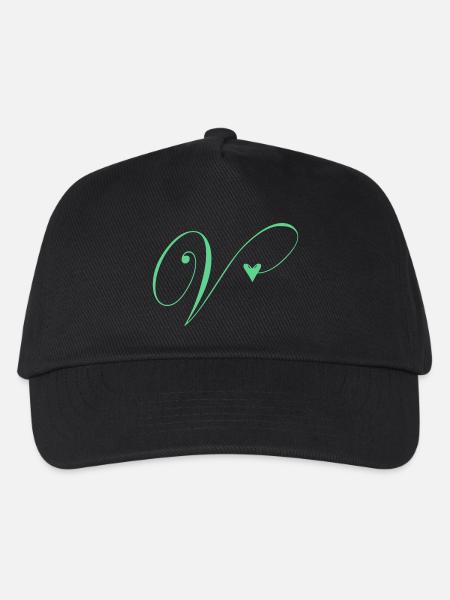 Monogramm V Herz Ranke - Kinder Basecap - Schwarz