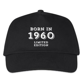 1960, year of birth, date of birth - Kids’ Baseball Cap - black - Front