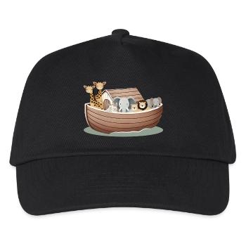 Cute Animal Illustration – Noah's Ark with Animals - Kids’ Baseball Cap - black - Front
