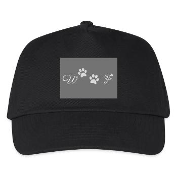 Woof Grey and White Design with Dog Paw Prints - Kids’ Baseball Cap - black - Front