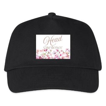 Head Gardener Elegant Script with Floral Border - Kids’ Baseball Cap - black - Front