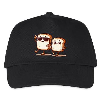 Cooles Gluten Brot Duo Cartoon Design - Kinder Basecap - Schwarz - Vorne