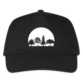 Wald Mond Mischwald Natur Eiche Buche Birke Fichte - Kinder Basecap - Schwarz - Vorne