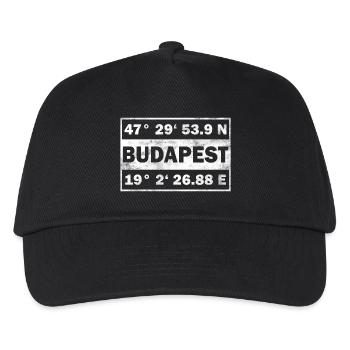 Coordonnées Budapest Hongrie ville Budapest - Casquette de baseball Enfant - noir - Devant