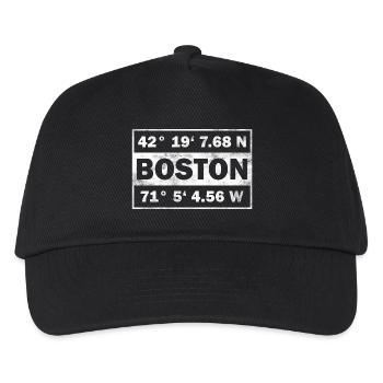 Boston Koordinaten Stadt USA Boston - Kinder Basecap - Schwarz - Vorne