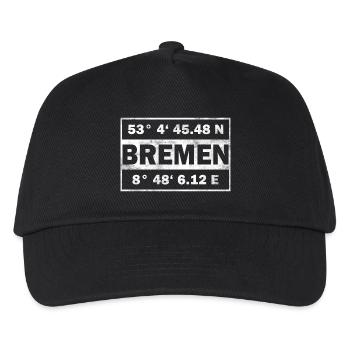 Bremen Koordinaten Stadt Bremen - Kinder Basecap - Schwarz - Vorne