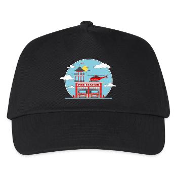 Fire Station with Helicopter and Fire Engine - Kids’ Baseball Cap - black - Front