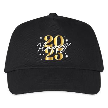 Happy 2025 – Funny Silvester Design mit Sternen - Kinder Basecap - Schwarz - Vorne