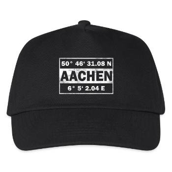 Aachen Koordinaten - Kinder Basecap - Schwarz - Vorne