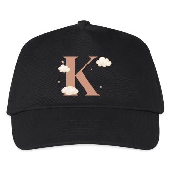 Buchstabe k bewölkt Sterne - Kinder Basecap - Schwarz - Vorne