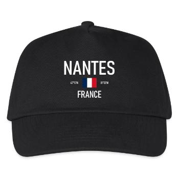 Nantes - France - Frankreich - Flagge Koordinaten - Kinder Basecap - Schwarz - Vorne