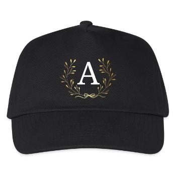Letter with golden crown - Kids’ Baseball Cap - black - Front