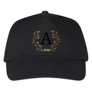 Letter with golden crown - Kids’ Baseball Cap - black - Front