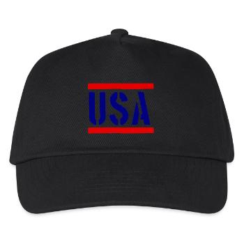 USA Logo - Slogan - United States of America - Kinder Basecap - Schwarz - Vorne