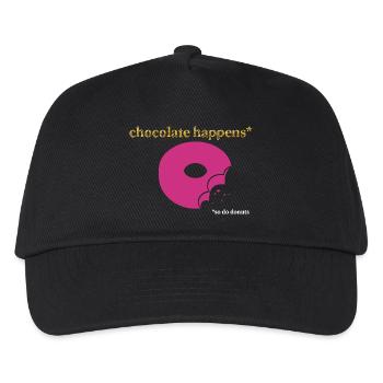 Pink Donut mit Schoko-Akzent - Kinder Basecap - Schwarz - Vorne