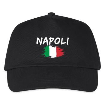 Napoli Italien Flagge Neapel - Kinder Basecap - Schwarz - Vorne