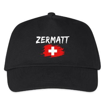Zermatt Schweiz Flagge - Kinder Basecap - Schwarz - Vorne