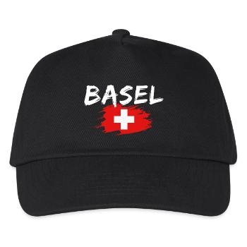 Basel Schweiz Flagge - Kinder Basecap - Schwarz - Vorne