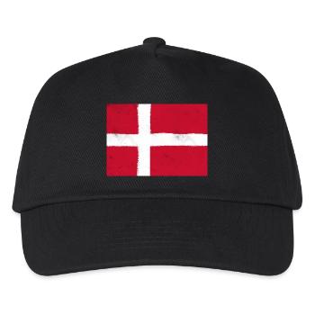 Flagge von Dänemark – Nationalfarben von Dänemark - Kinder Basecap - Schwarz - Vorne