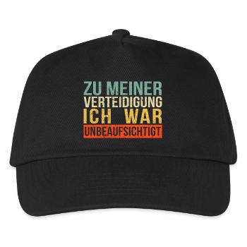 Zu Meiner Verteidigung Lustige Sprüche - Kinder Basecap - Schwarz - Vorne