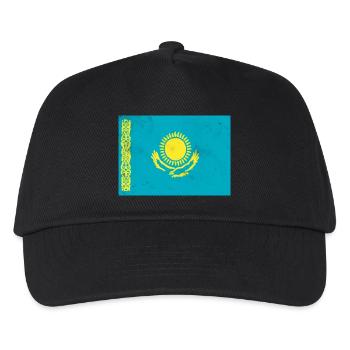 Flagge von Kasachstan - Kinder Basecap - Schwarz - Vorne