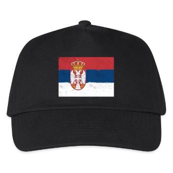 Flagge Serbiens - Kinder Basecap - Schwarz - Vorne