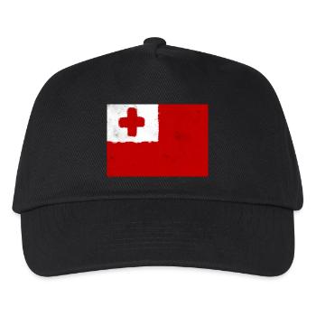 Flagge von Tonga - Kinder Basecap - Schwarz - Vorne