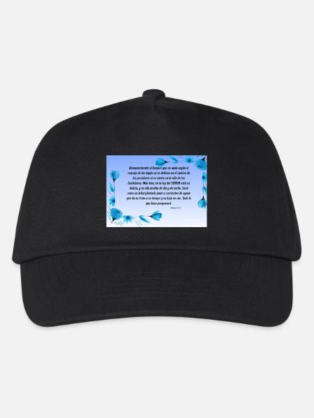 Beruhigender Bibelvers mit blauen Blumen - Kinder Basecap - Schwarz