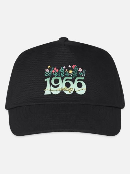 1966 Blumen 60 Jahre Jubiläum Frau - Kinder Basecap - Schwarz