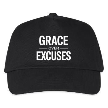 Christlich Grace Over Excuses Glaube Motivation - Kinder Basecap - Schwarz - Vorne