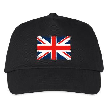 Distressed Union Jack Flagge - Kinder Basecap - Schwarz - Vorne