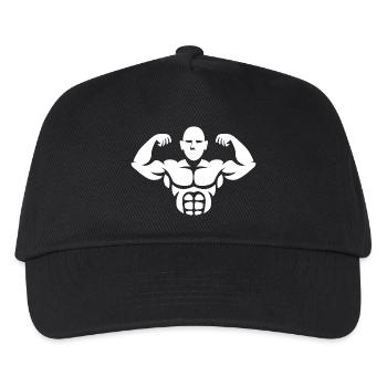 Bodybuilder Silhouette – Muskelpower Design - Kinder Basecap - Schwarz - Vorne