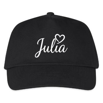 Julia Namensschrift mit Herz - Kinder Basecap - Schwarz - Vorne