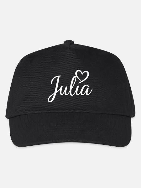 Julia Namensschrift mit Herz - Kinder Basecap - Schwarz
