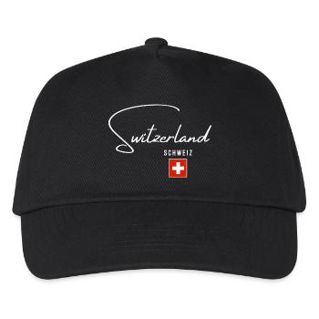 Ich liebe die Schweiz, minimalistisches, schlankes Design - Kinder Basecap - Schwarz - Vorne